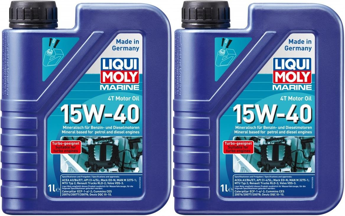 Liqui Moly 25015 Marine 4T Motor Oil 15W-40 2x 1l = 2 Liter