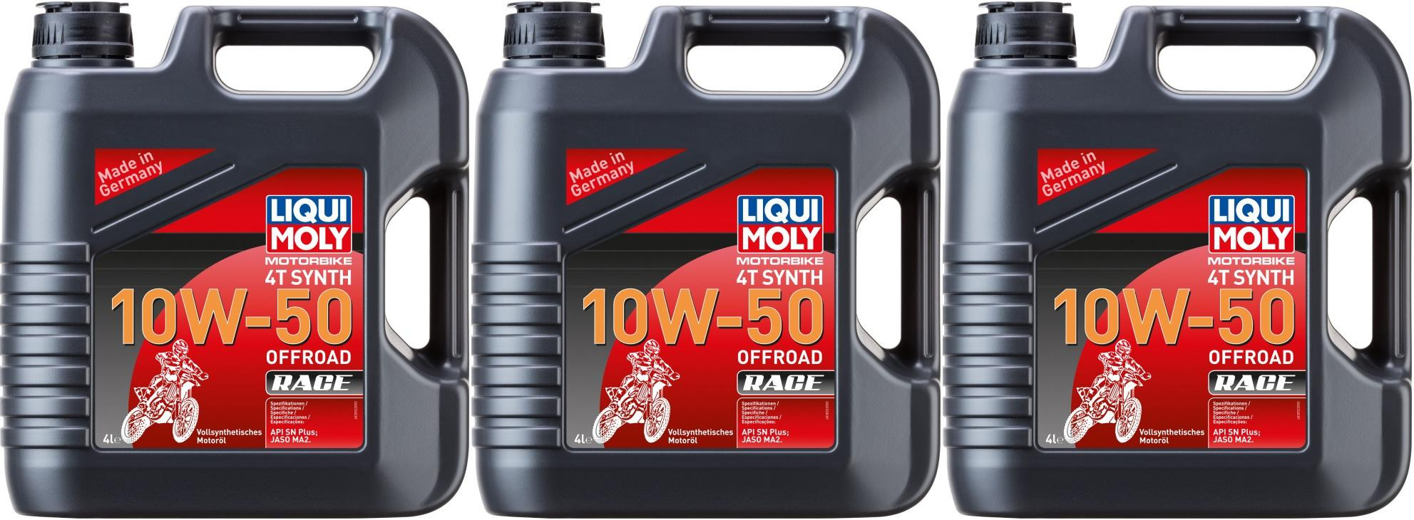 Liqui Moly 3052 Motorbike 4T Synth 10W-50 Offroad Race 3x 4l = 12 Liter