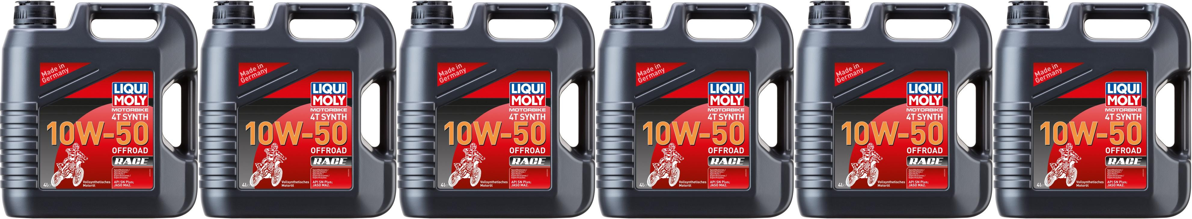 Liqui Moly 3052 Motorbike 4T Synth 10W-50 Offroad Race 6x 4l = 24 Liter