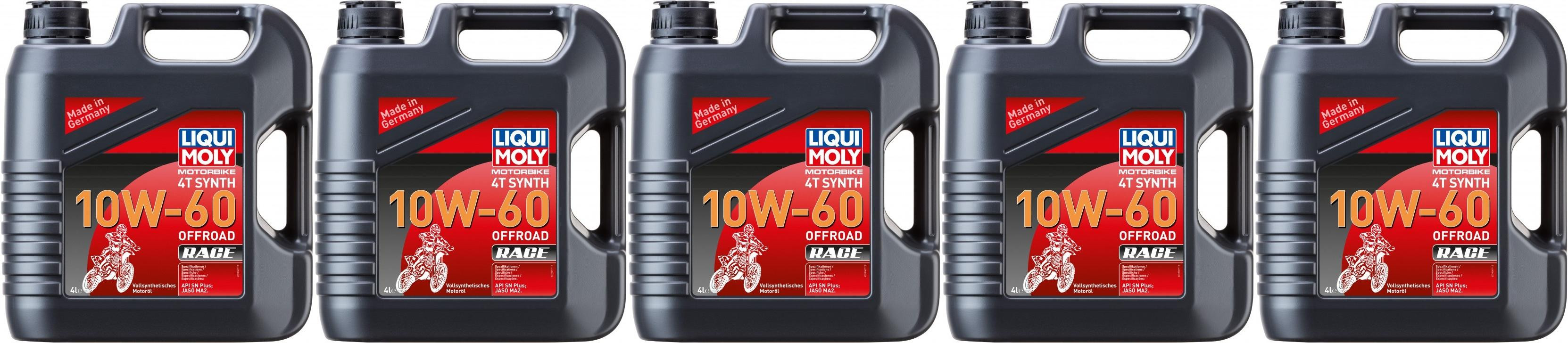 Liqui Moly 3054 Motorbike 4T Synth 10W-60 Offroad Race 5x 4l = 20 Liter
