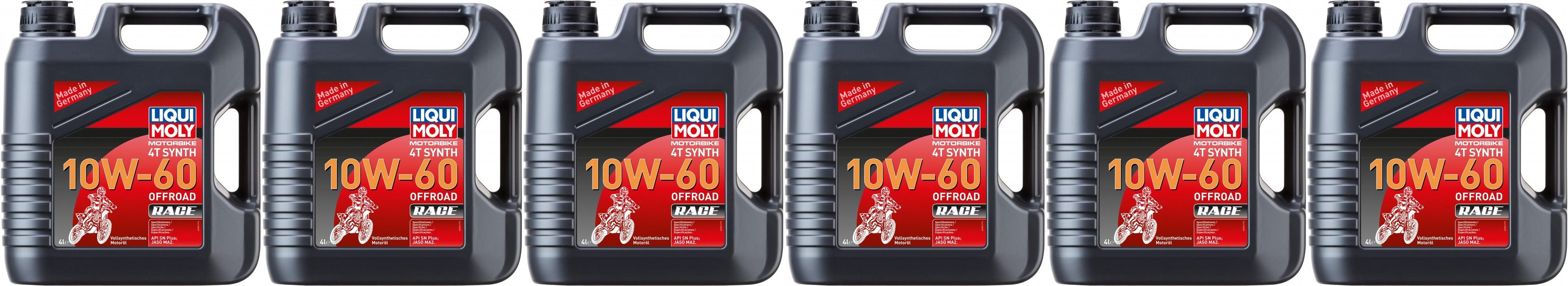 Liqui Moly 3054 Motorbike 4T Synth 10W-60 Offroad Race 6x 4l = 24 Liter