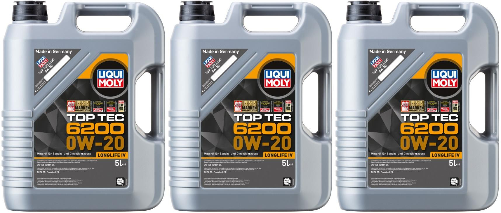 Liqui Moly 20781 Top Tec 6200 0W-20 3x 5 = 15 Liter