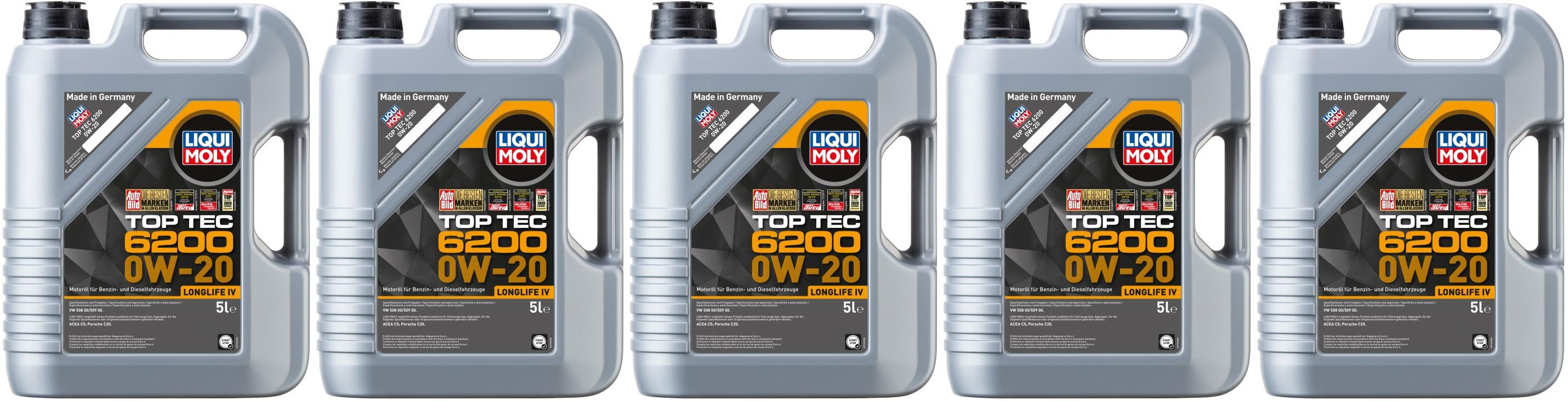 Liqui Moly 20781 Top Tec 6200 0W-20 5x 5 = 25 Liter