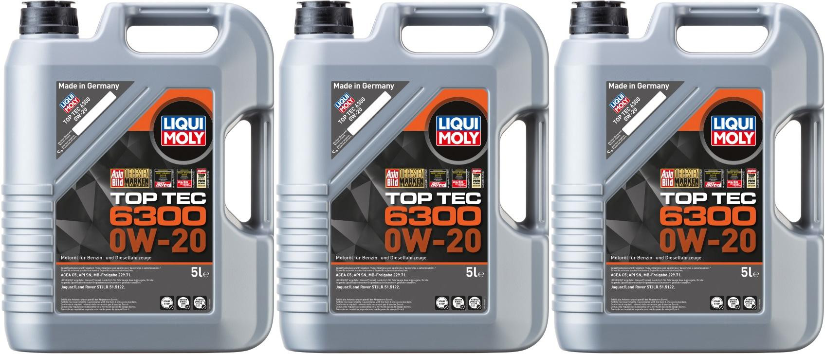 Liqui Moly 21211 Top Tec 6300 0W-20 3x 5 = 15 Liter