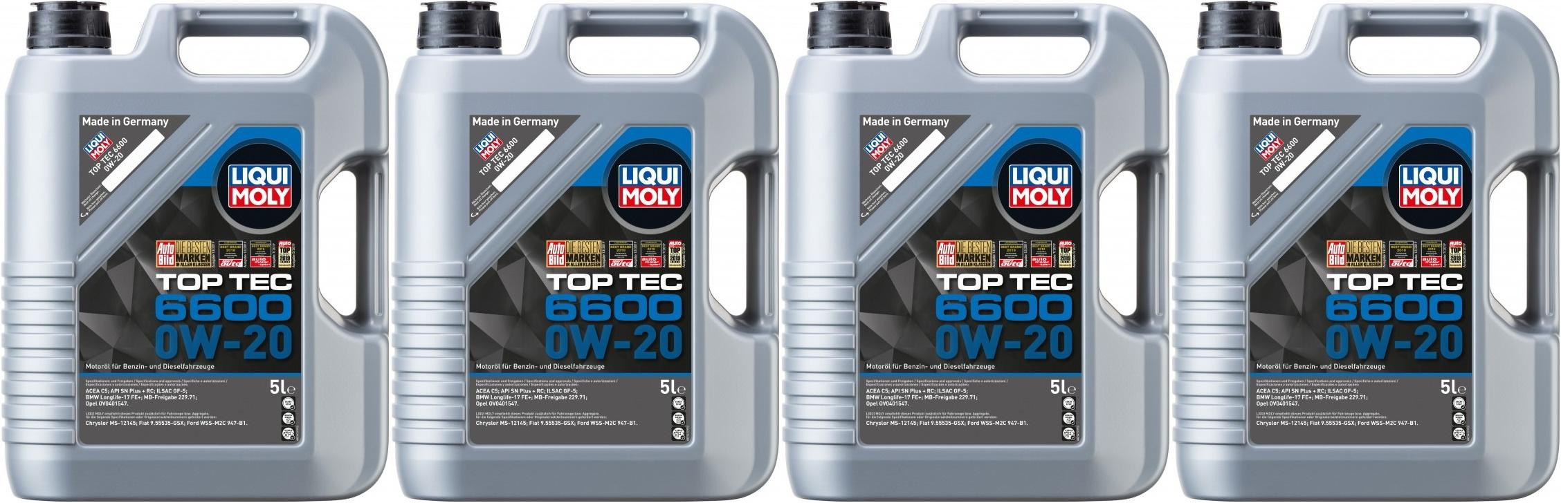 Liqui Moly 21441 Top Tec 6600 0W-20 4x 5 = 20 Liter
