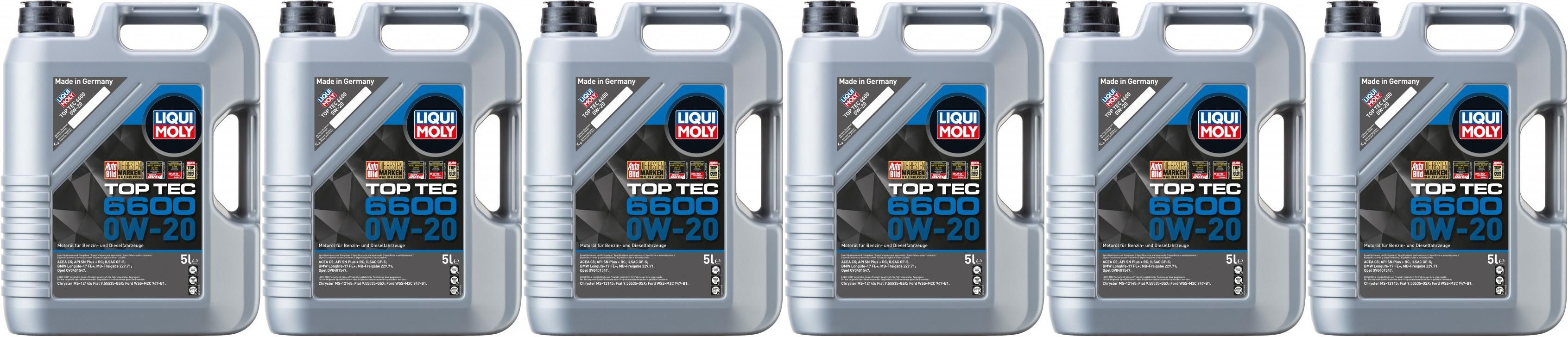 Liqui Moly 21441 Top Tec 6600 0W-20 6x 5 = 30 Liter
