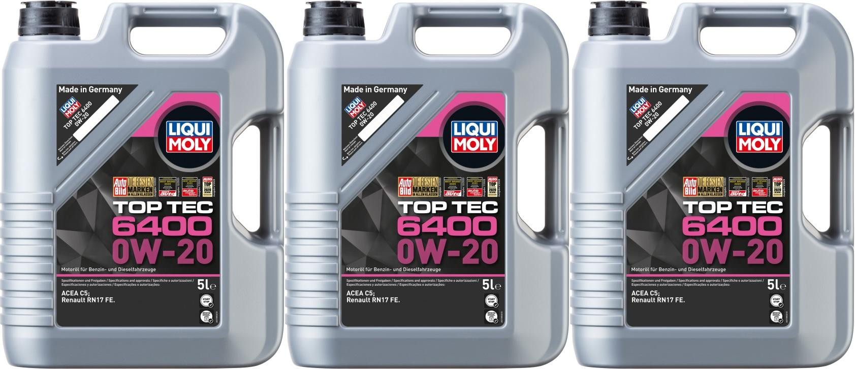 Liqui Moly 21585 Top Tec 6400 0W-20 3x 5 = 15 Liter