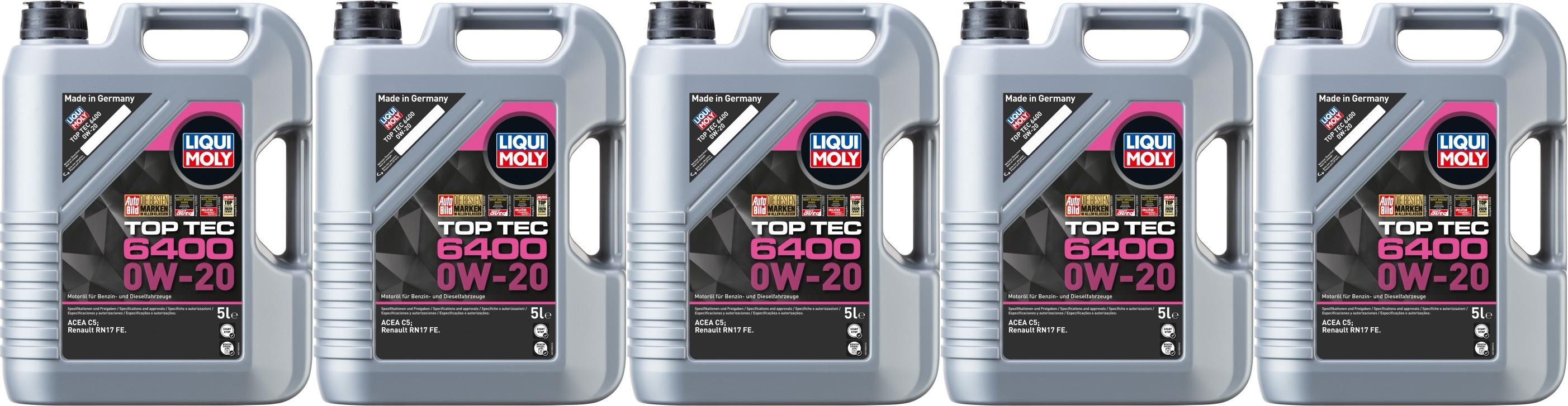 Liqui Moly 21585 Top Tec 6400 0W-20 5x 5 = 25 Liter
