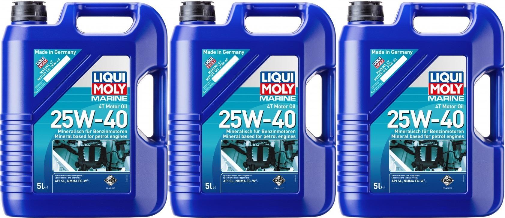 Liqui Moly 25027 Marine 4T Motor Oil 25W-40 3x 5 = 15 Liter