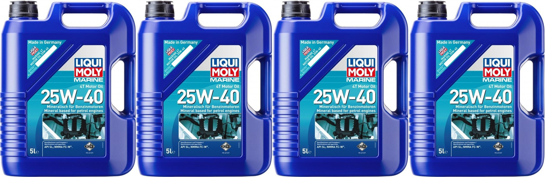 Liqui Moly 25027 Marine 4T Motor Oil 25W-40 4x 5 = 20 Liter