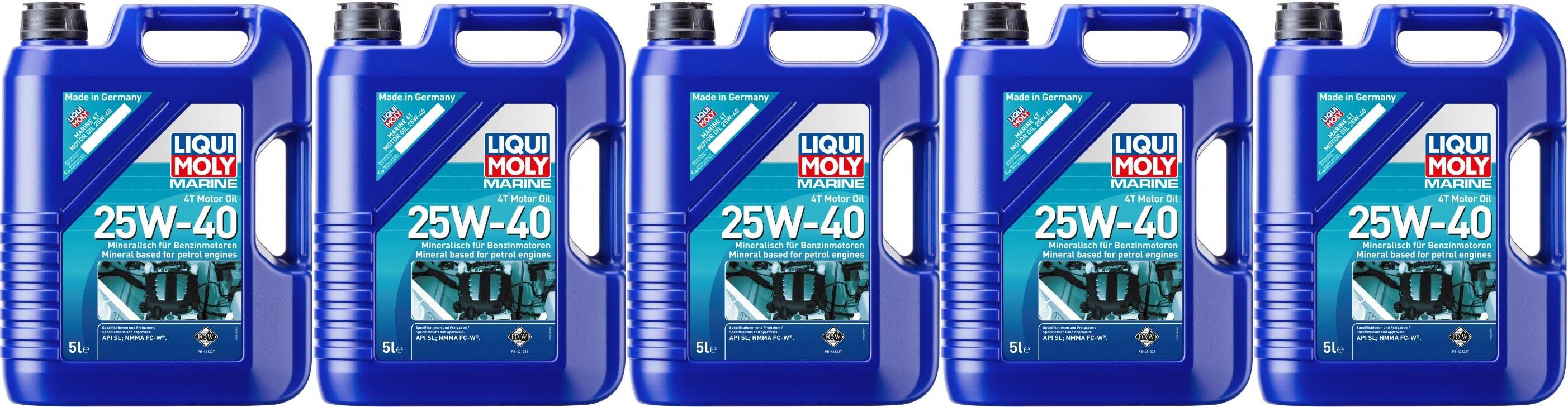 Liqui Moly 25027 Marine 4T Motor Oil 25W-40 5x 5 = 25 Liter