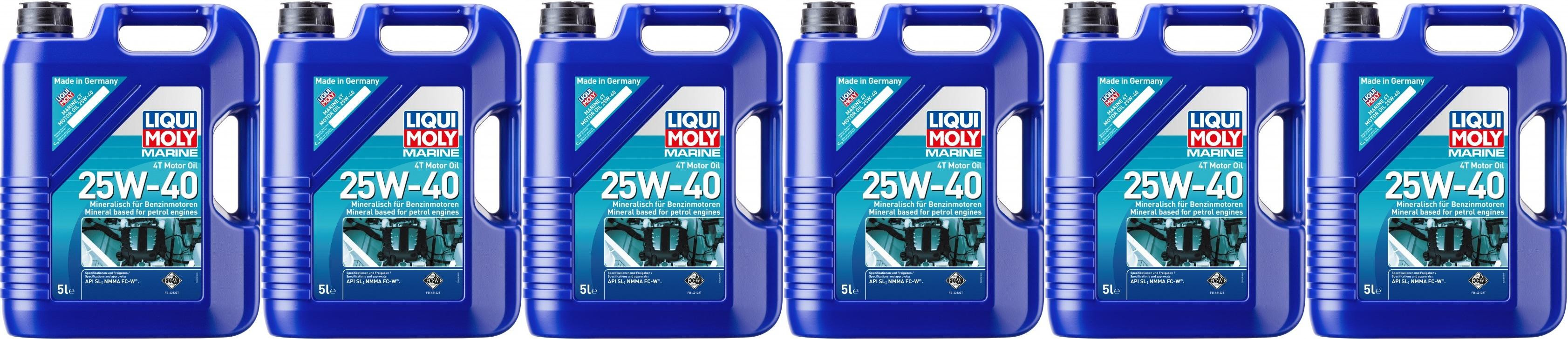 Liqui Moly 25027 Marine 4T Motor Oil 25W-40 6x 5 = 30 Liter