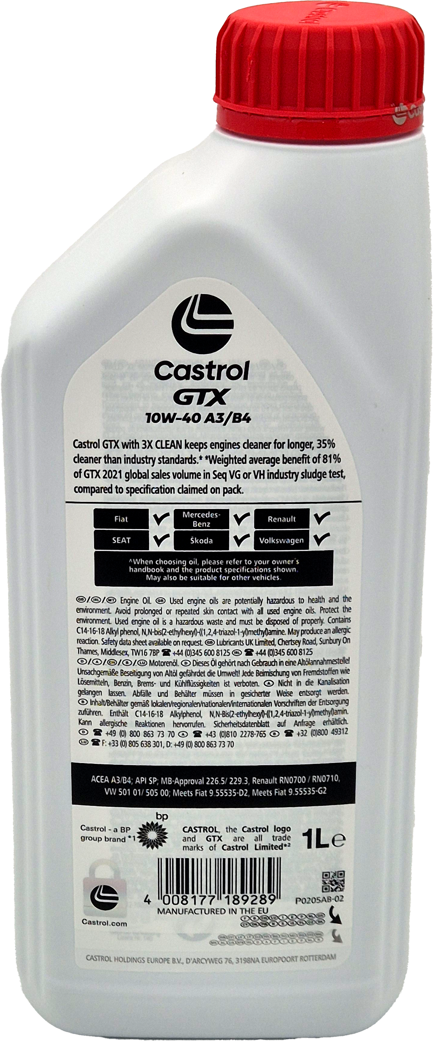 Castrol GTX Ultraclean 10W-40 A3/B4 Diesel & Benziner Motoröl 1Liter