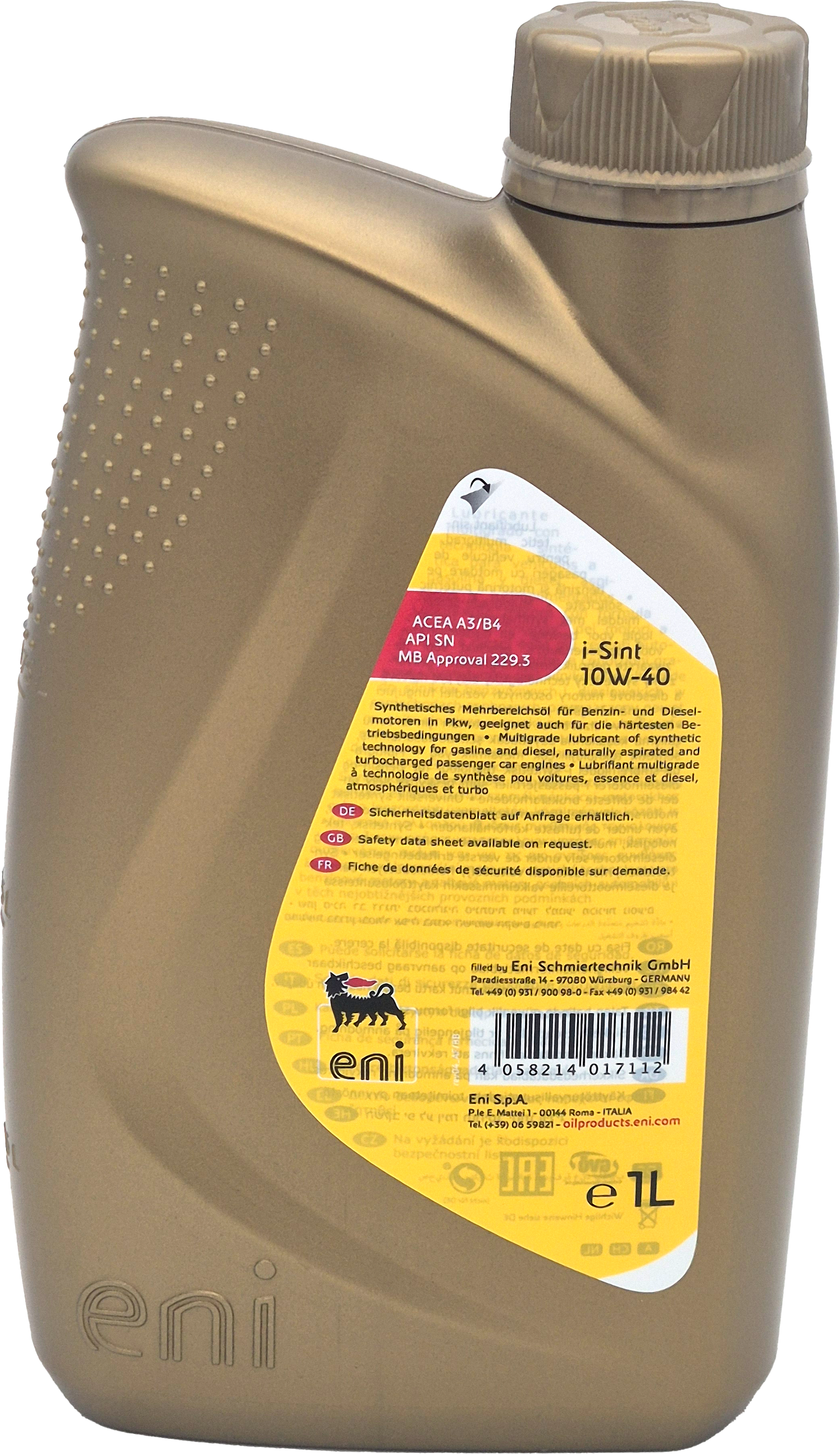 ENI i-Sint 10W-40 Diesel & Benziner Motoröl 1l Flasche
