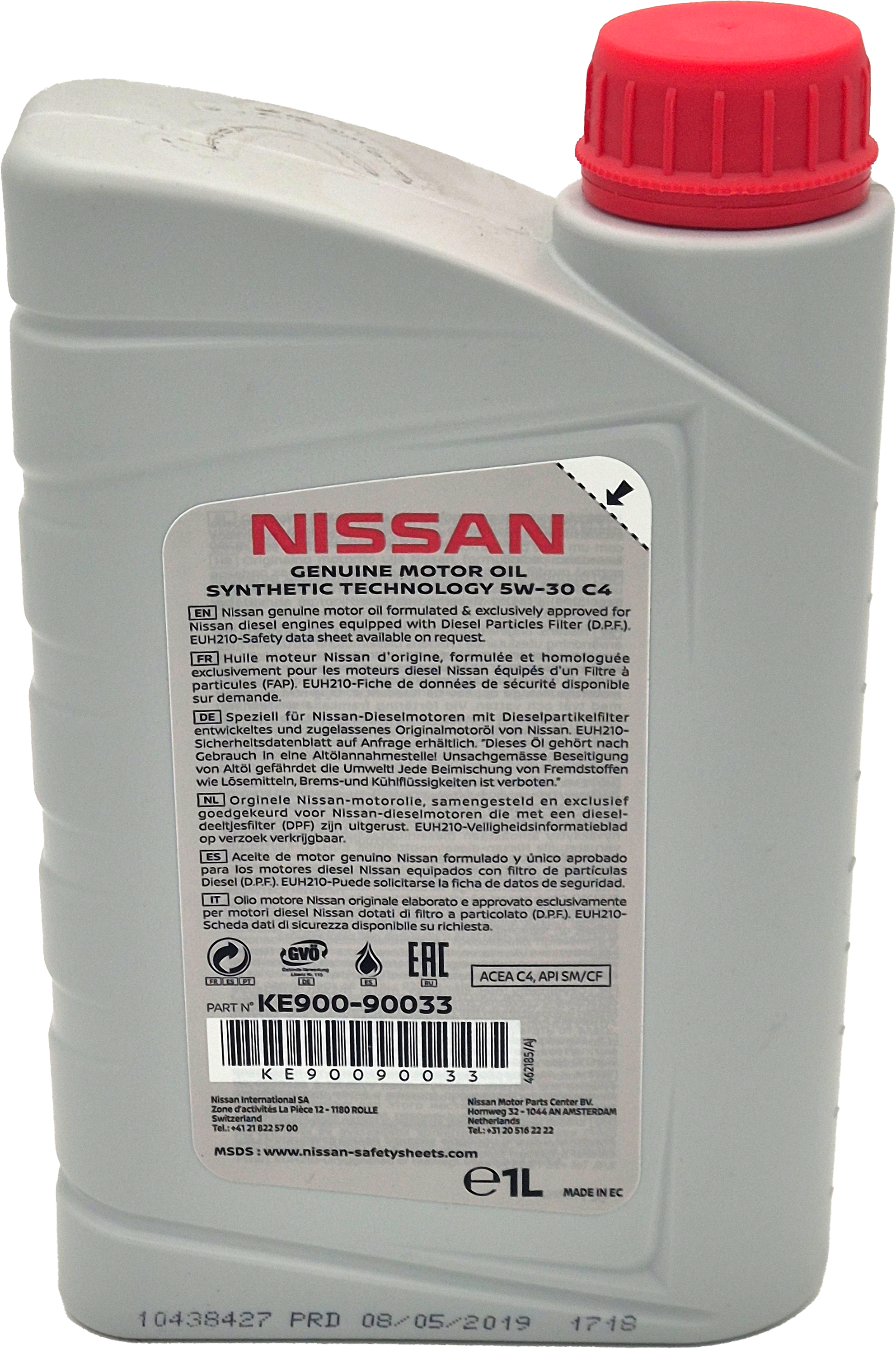 Original Nissan 5W-30 C4 DPF Motoröl 1l Flasche