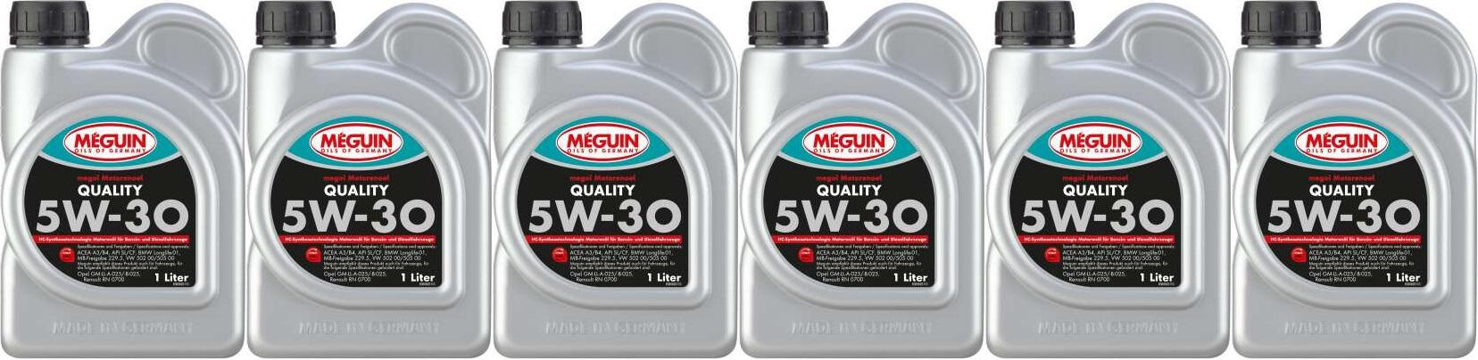 Meguin megol 6566 Motoröl Quality SAE 5W-30 6x 1l = 6 Liter