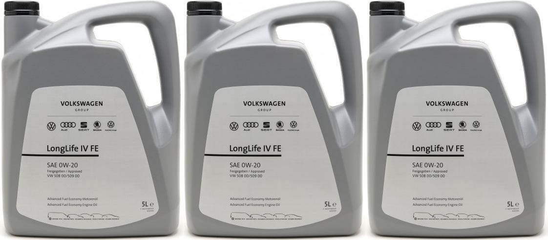 Original VW Longlife GS60577M4 IV 0W-20 Motoröl 508.00/ 509.00 - 3x 5 = 15 Liter