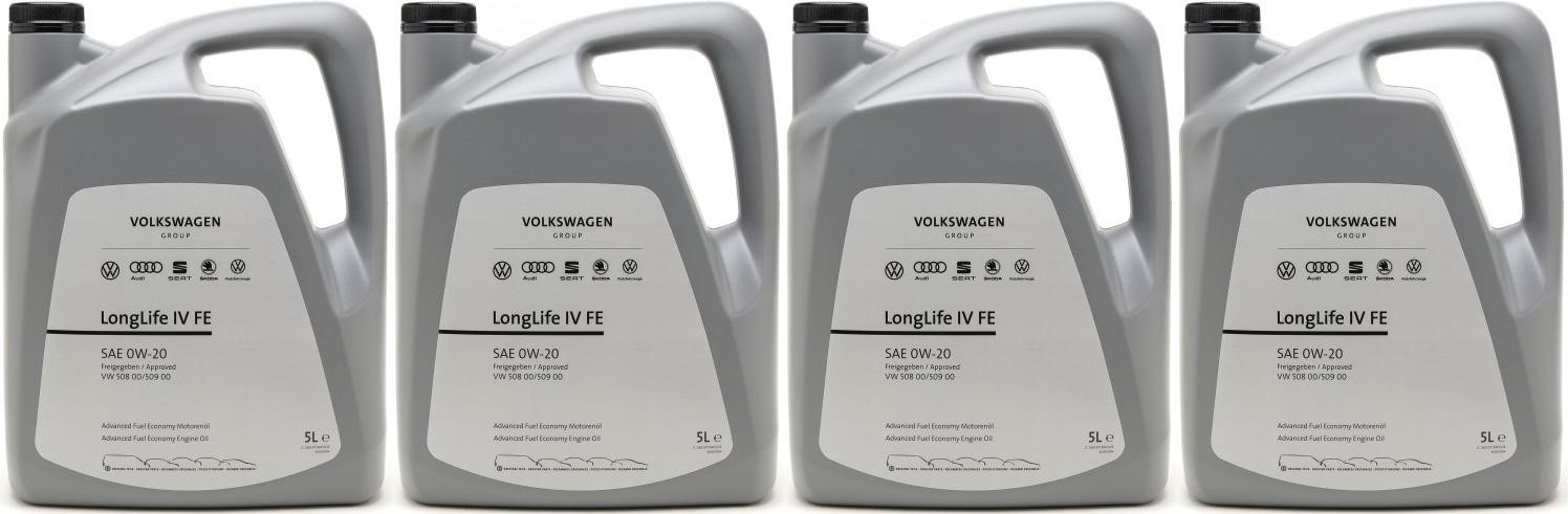 Original VW Longlife GS60577M4 IV 0W-20 Motoröl 508.00/ 509.00 - 4x 5 = 20 Liter