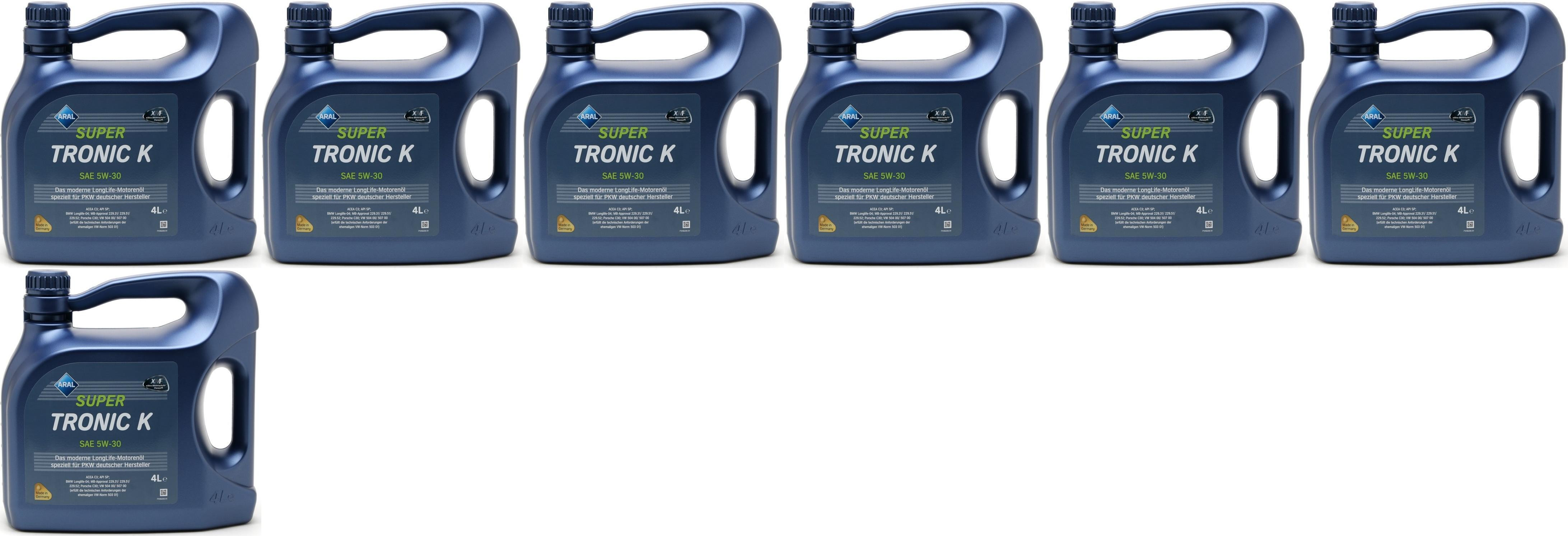 Aral Super Tronic K (ex. LongLife III) 5W-30 Motoröl 7x 4l = 28 Liter