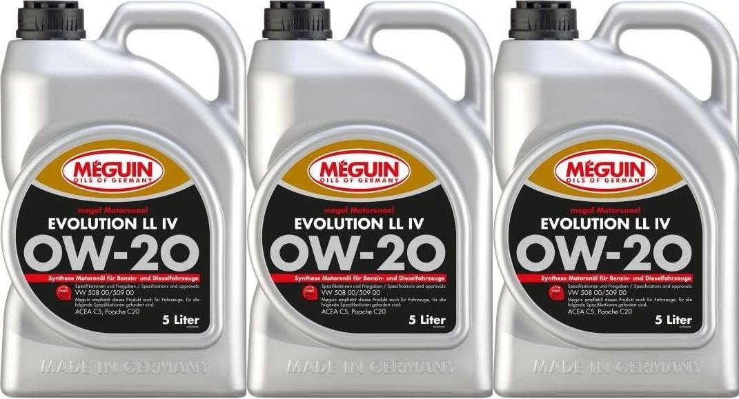 Meguin Megol 33058 Evolution LL Longlife IV 0W-20 3x 5 = 15 Liter