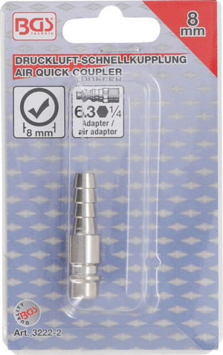 BGS Druckluft-Stecknippel mit 8 mm Schlauchanschluss