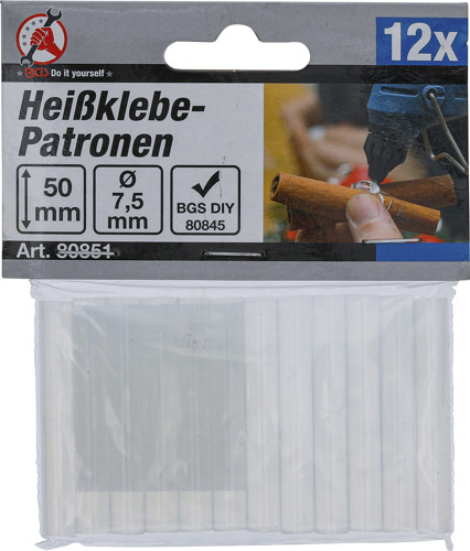 BGS Heißklebe-Patronen | transparent | Ø 7,5 mm, 50 mm | 12-tlg.