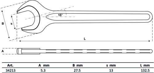 BGS Einmaulschlüssel | DIN 894 | SW 13 mm