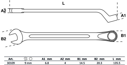 BGS Maul-Ringschlüssel, gekröpft | SW 9 mm