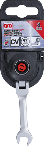 BGS Ratschenring-Maulschlüssel | kurz | abwinkelbar | SW 8 mm
