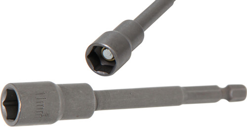 BGS Steckschlüssel-Einsatz Sechskant, extra lang | für Bohrmaschinen | Antrieb Außensechskant 6,3 mm (1/4