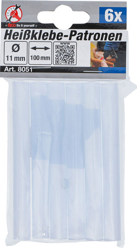 BGS Heißklebe-Patronen | transparent | Ø 11 mm, 100 mm | 6-tlg.