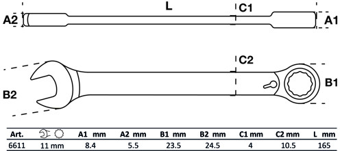 BGS Ratschenring-Maulschlüssel | umschaltbar | SW 11 mm