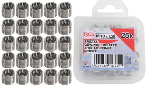 BGS Ersatz-Gewindeeinsätze | M10 x 1,25 mm | 25-tlg.