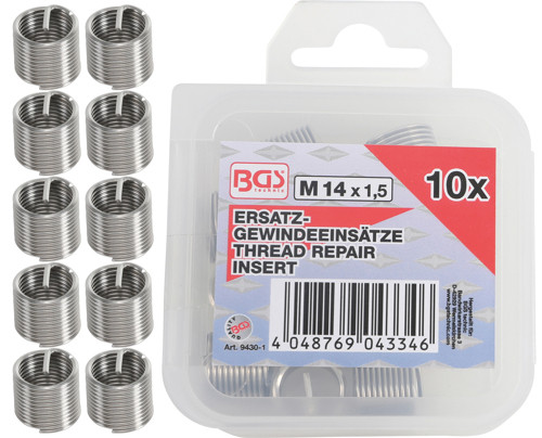 BGS Ersatz-Gewindeeinsätze | M14 x 1,5 mm | 10-tlg.