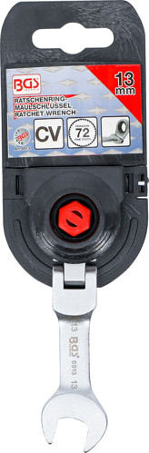 BGS Ratschenring-Maulschlüssel | kurz | abwinkelbar | SW 13 mm