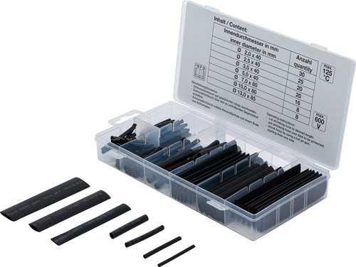 BGS Schrumpfschlauch-Sortiment | schwarz | 127-tlg.