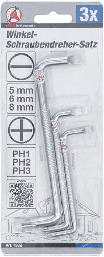 BGS Winkel-Schraubendreher-Satz | Schlitz / Kreuzschlitz | 3-tlg.