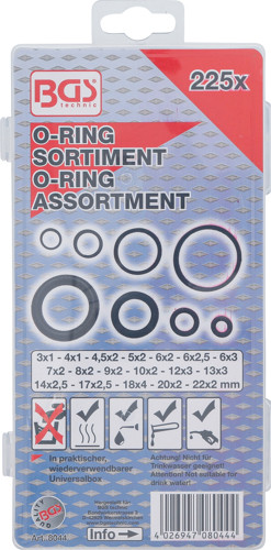 BGS O-Ring-Sortiment | Ø 3 - 22 mm | 225-tlg.