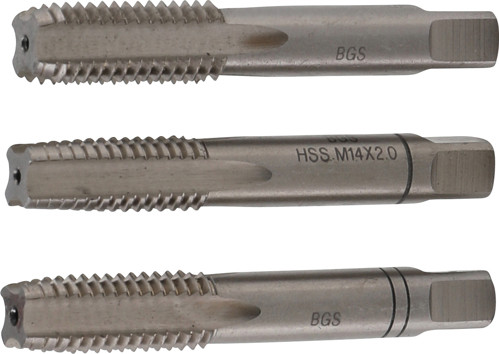 BGS Gewindebohrer-Satz | Vor-, Mittel- und Fertigschneider | HSS-G | M14 x 2,0 mm | 3-tlg.