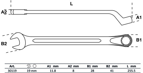 BGS Maul-Ringschlüssel, gekröpft | SW 19 mm