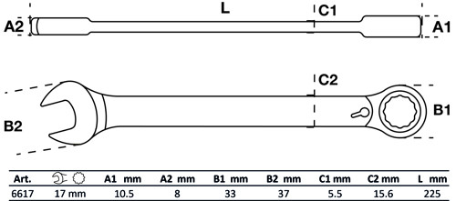 BGS Ratschenring-Maulschlüssel | umschaltbar | SW 17 mm