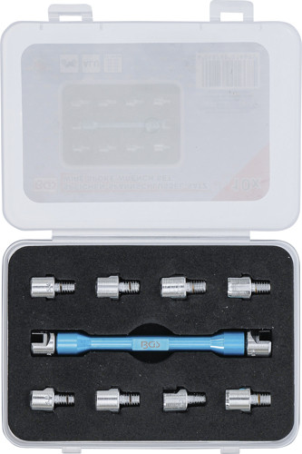 BGS Speichenschlüssel | austauschbare Köpfe | für Motorräder | 10-tlg.