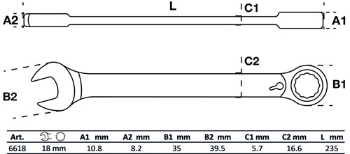 BGS Ratschenring-Maulschlüssel | umschaltbar | SW 18 mm