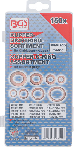BGS Dichtring-Sortiment | Kupfer | 150-tlg.