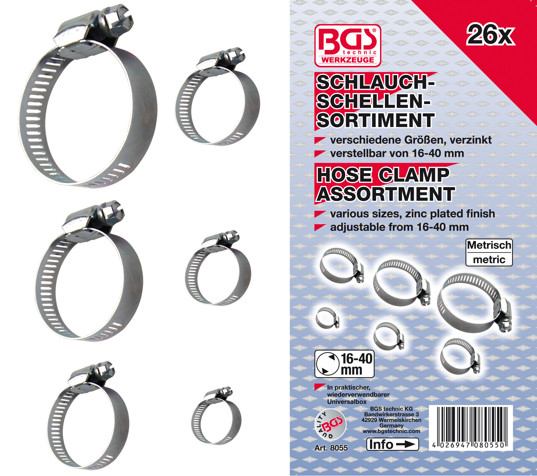 BGS Schlauchklemmen-Sortiment | Ø 16 - 40 mm | 26-tlg.