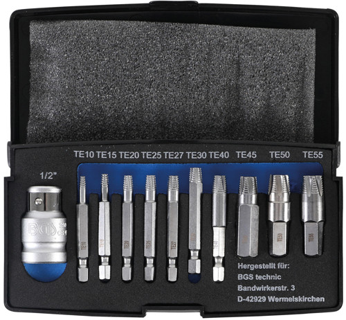 BGS Schraubenausdreher-Satz | für defektes T-Profil (für Torx) T10 - T55 | 11-tlg.