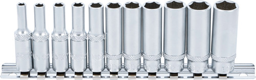 BGS Steckschlüssel-Einsatz-Satz Sechskant, tief | Antrieb Innenvierkant 6,3 mm (1/4