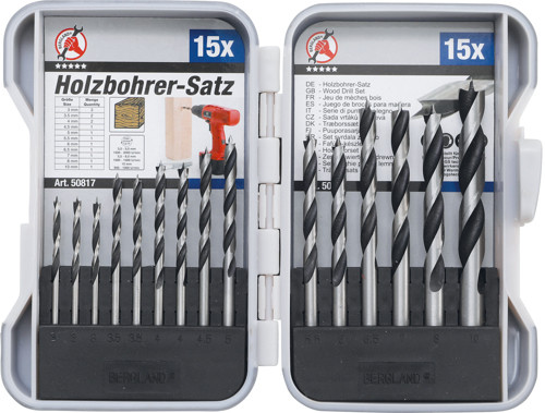 BGS Holz-Bohrer-Satz | 3 - 10 mm | 15-tlg.