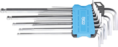 BGS Winkelschlüssel-Satz | extra lang | Zollgrößen | Innensechskant / Innensechskant mit Kugelkopf 0,05