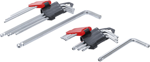 BGS Winkelschlüssel-Satz | lang | T-Profil (für Torx) T10 - T50 / Innensechskant 1,5 - 10 mm | 18-tlg.